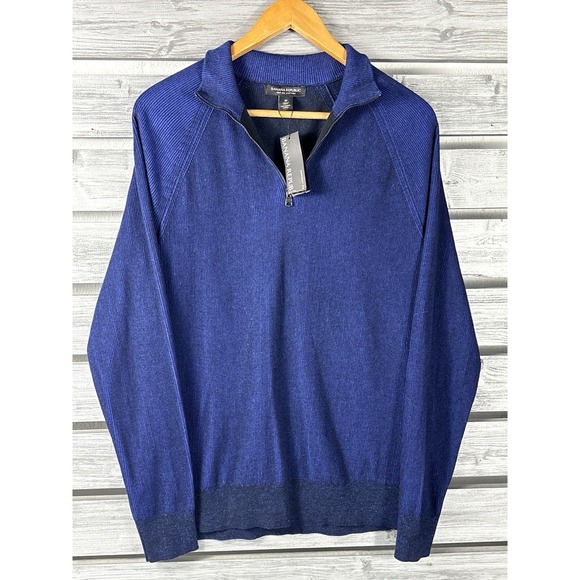 Banana Republic Other - Banana Republic Sweater Mens M Blue 1/4 Zip Long Sleeve Supima Cotton NEW